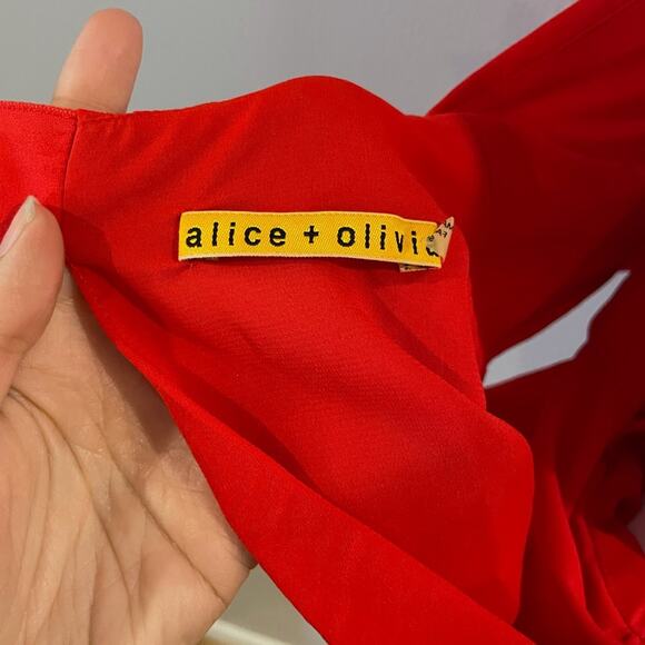 Alice and Olivia Nanette Ruched Dress Red Size Small - Picture 11 of 12